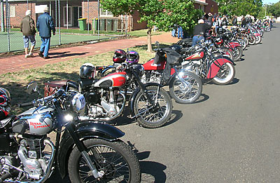 Morning tea stop on Sunday - great lineup of old bikes