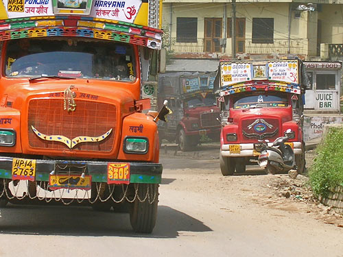 Trucks waiting to roll