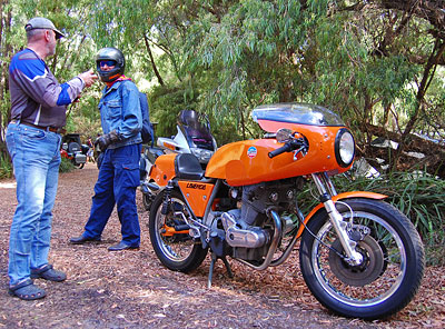 Orange and raunchy Laverda 750