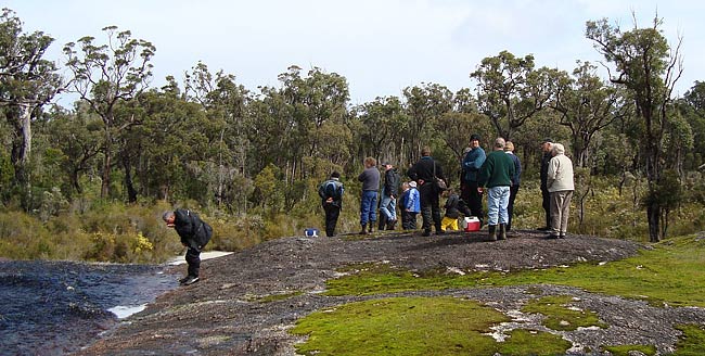 On location at the waterfall