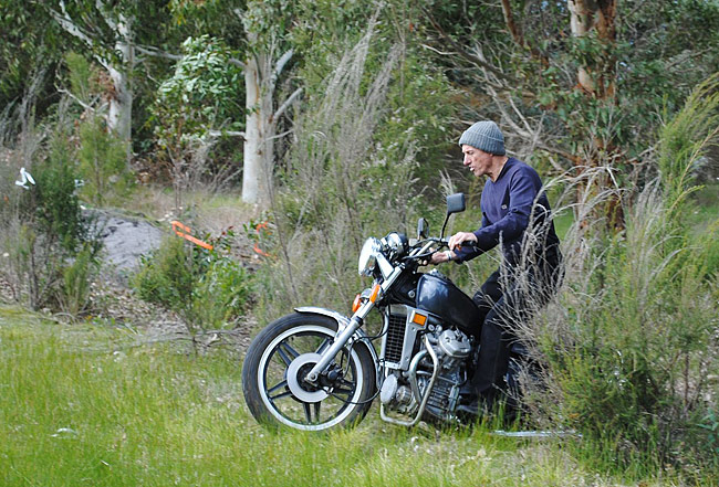 Bob and the CX500 emerge from the gulley