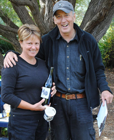 Linda with well-deserved drink after crash