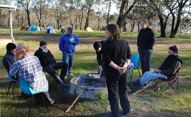 Arranged around
          the inevitable campfire