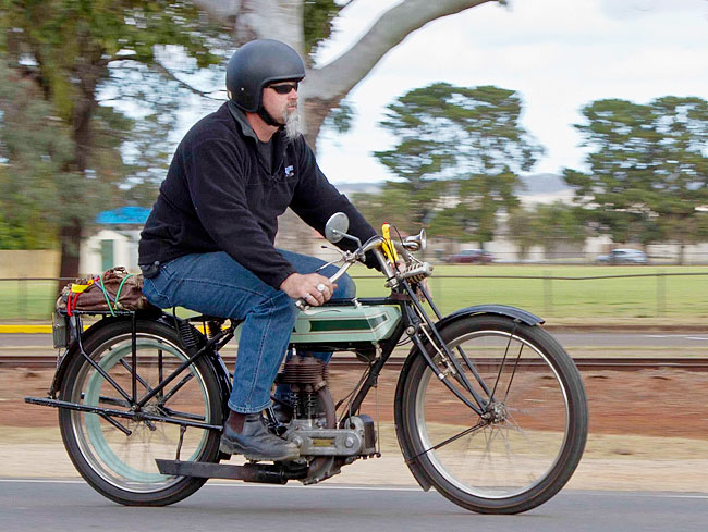 Jeff on the
          Triumph.