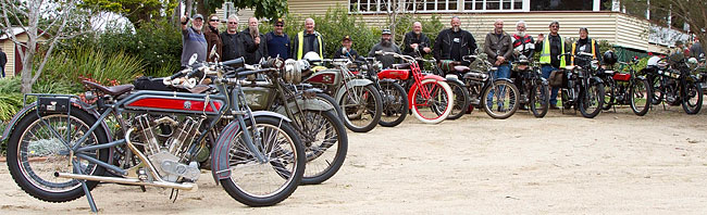 Very old bikes
          line-up in Queensland