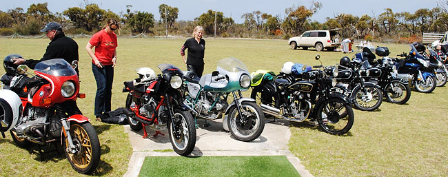 Bikes lined-up
          for display.