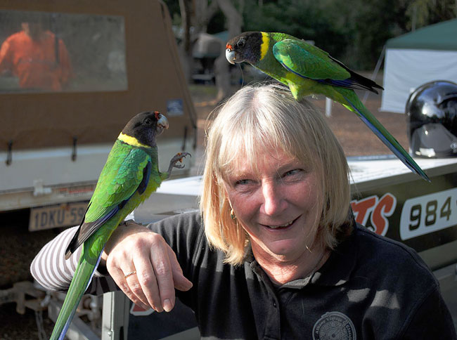 Chris and
          parrots.