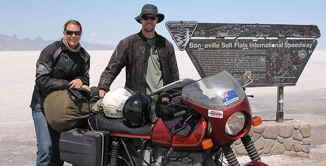 Antoinet and Ronnie at Bonneville Salt Flats
          International Speedway.