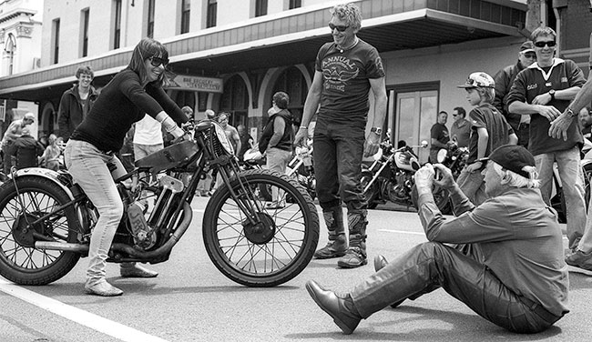 Setting up shots on the hillclimb bike.