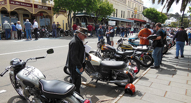 Impressive display of bikes along Stirling
          Terrace.