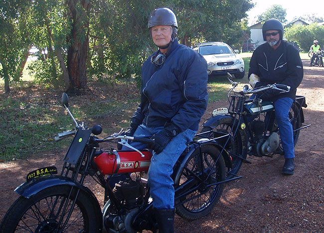 Neil, 1927 BSA and Jeff 1923
          BSA.