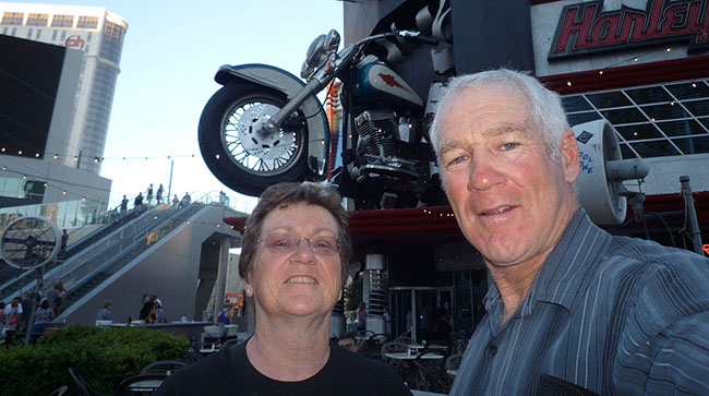 Trudy and Chester at the Hard Rock Cafe.