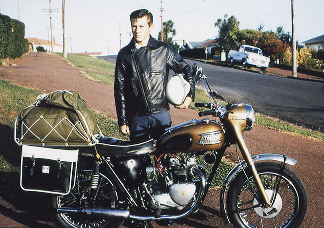 Mike with his second ever bike, a Triumph 3TA 350cc.