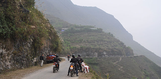 Going into the hills and fog.