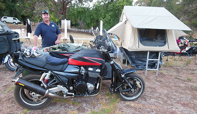 Clives modified sidecar outfit, and camper trailer.