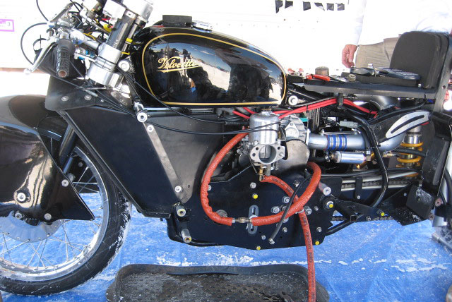 Detail of supercharged Velocette.