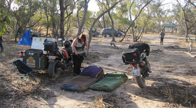 Camping in the dry bush.