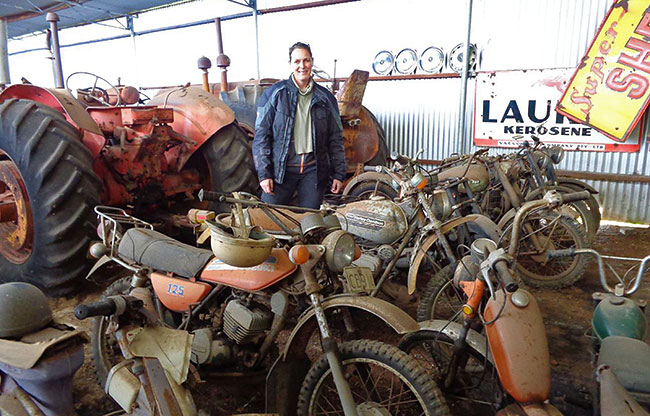 Antoinet and some of the bikes to be auctioned.