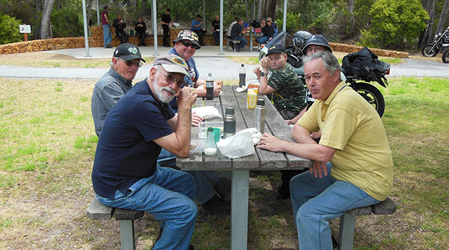 Lunch at the BBQ area, Coalmine Beach.