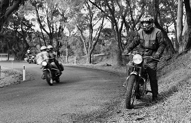 Phil on Bonneville waiting for the others to catch
          up.