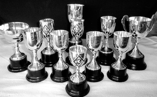 Jim's 1932 and 1933 trophies from the Isle of Man.