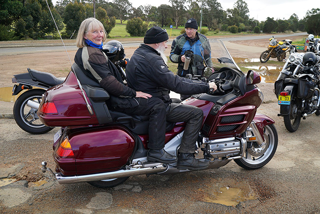 Trying out the Goldwing for size.