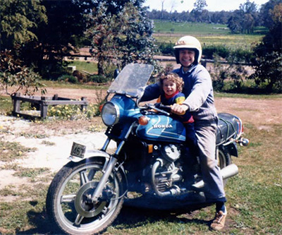 Rod and one of
          his children on CX 500 Honda.