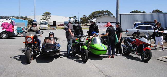 Sidecars and solo lined up for rides.