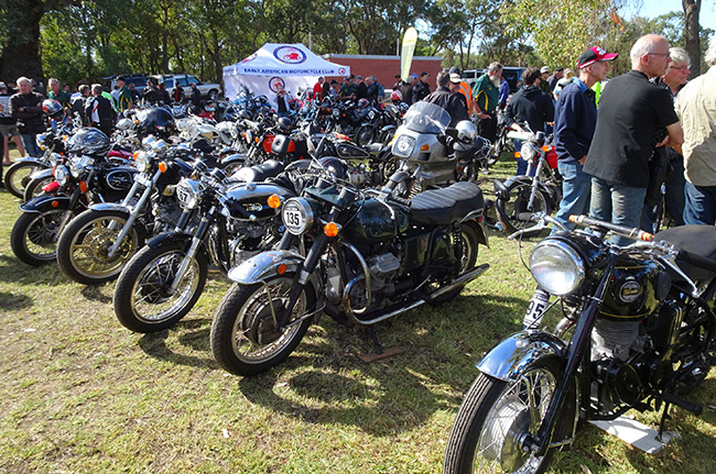 Massed motorbikes.