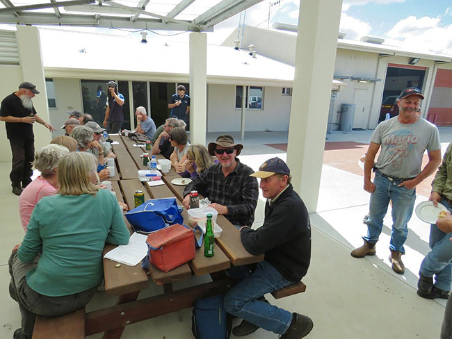 Lunching at the fire station.