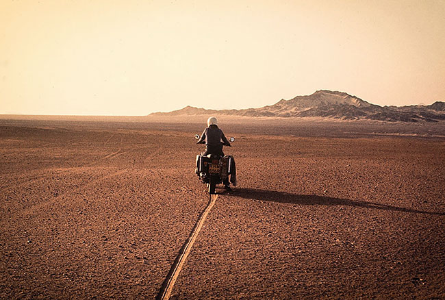 Maureen on our R60/7 at the southern tip of the Sinai desert.