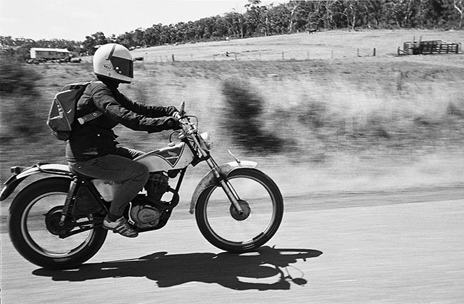 Here's another old pic of Maureen on the Honda TL125 near Torbay Hall.