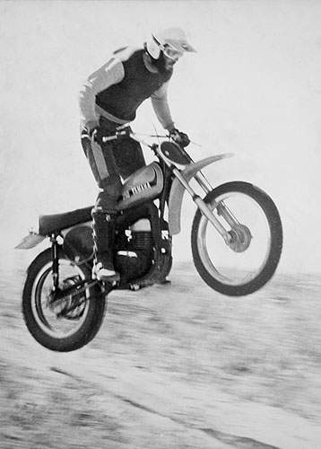 Learning to fly on my brand-new Yamaha MX250 in 1974.