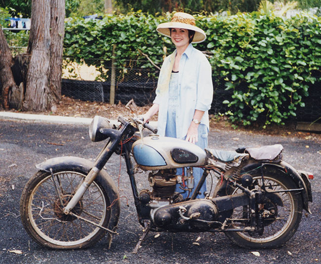 Chris with their 1951 500cc Dominator, think they would have been pushing this.