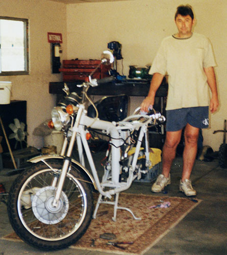 Steve with his partly restored 1971 BSA Lightning, 18 years ago.