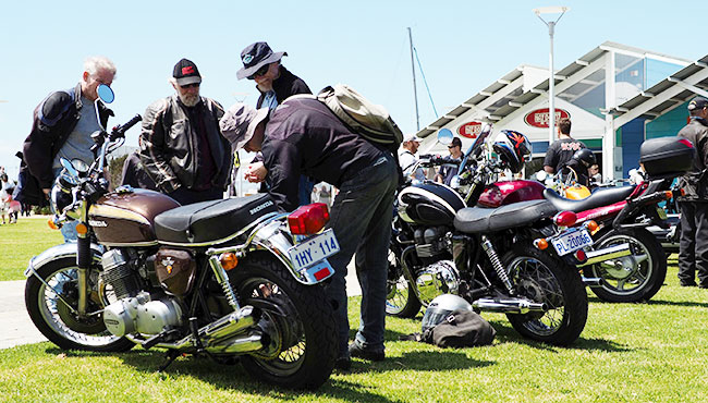 Checking out the Honda CB750.