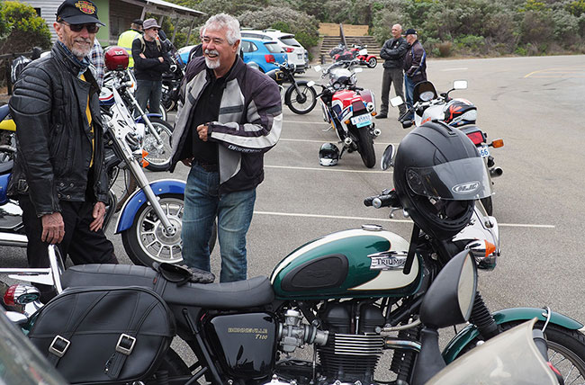 Bob and Ron behind Triumph.