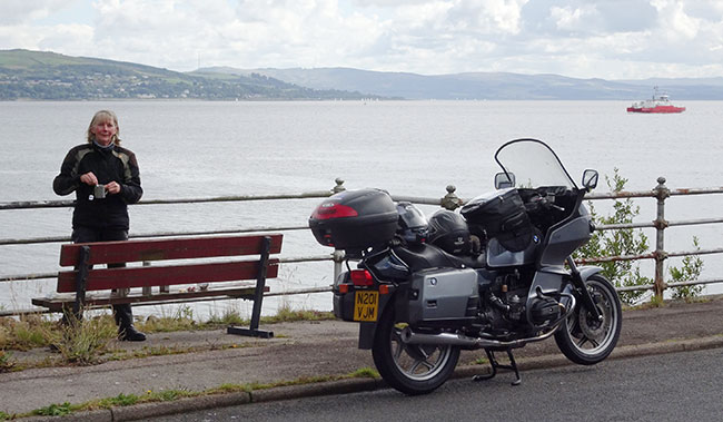 Making coffee after leaving the ferry (to the right of the photo).