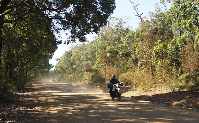 Antoinet leading the charge down the dusty road.