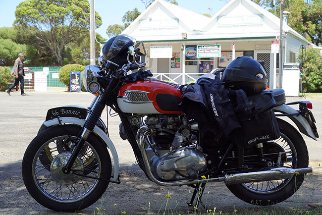 Geoff was riding his son Kevins 1966 Triumph Bonnie.