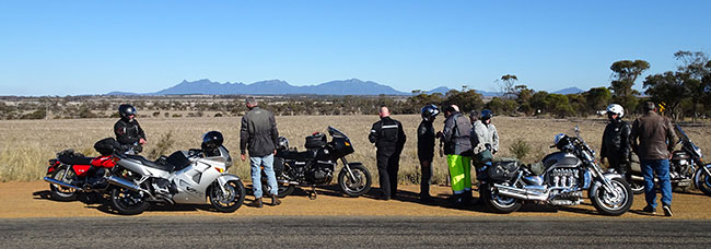 Stopping for a break on the way to John and Kerrys block - Stirlings in the background.