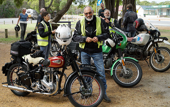 Walpole stop on the way to Manjimup on the first day. Johns 1951 Ariel looked as good at the end of the week as when we started.