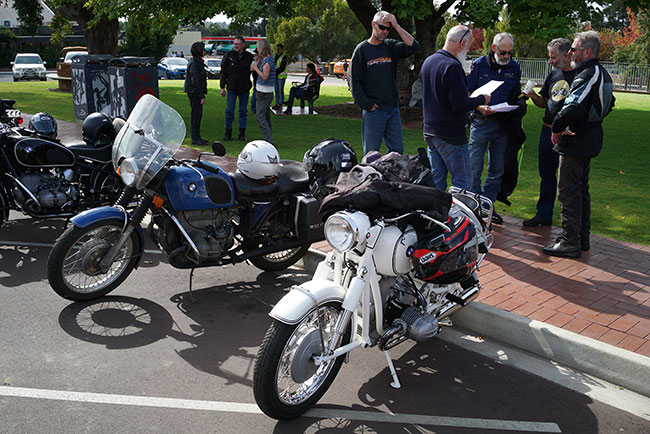 Reading the instructions for the days ride.