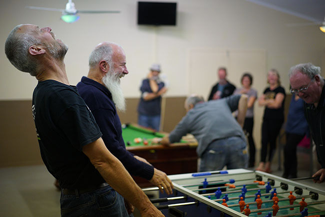 Table soccer antics.