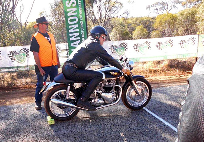 Dan on his lovely Triton with an official-looking Clive Oakes.