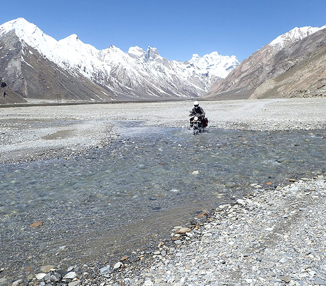 Enfield hitting a high water-crossing.