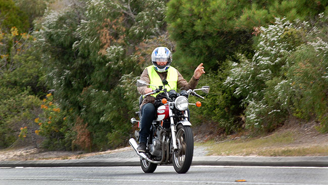 Steve riding down the hill.