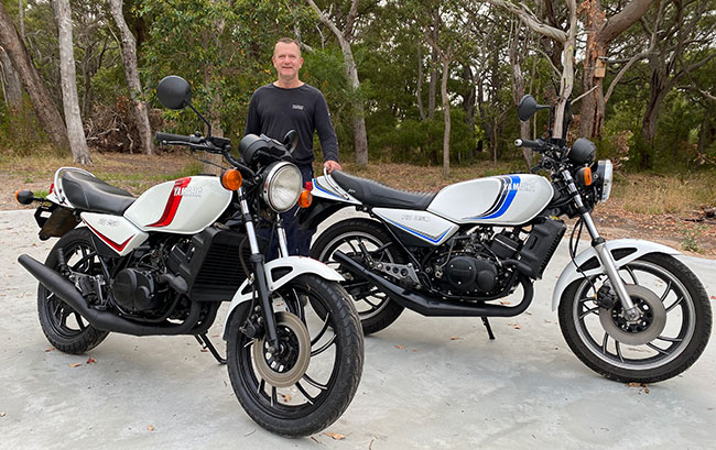 Richard with Garry’s RD250 LC restored and his 350LC.