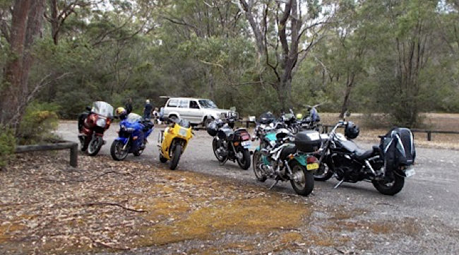  The bikes lined up while everyone enjoyed morning tea courtesy of Geoff.