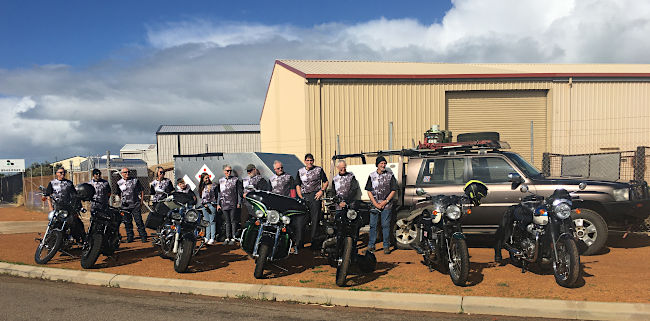  All set to go wearing shirts designed for the Tukai Ride. Some of our Geraldton members.
